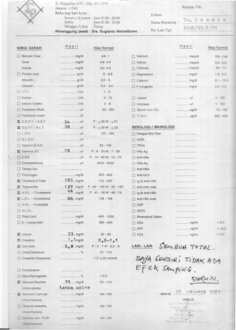 23/1/2001: 4 Bulan Setelah Terdeteksi Diabetes Dengan Ramuan TANPA OBAT PENURUN GULA (puasa 71)